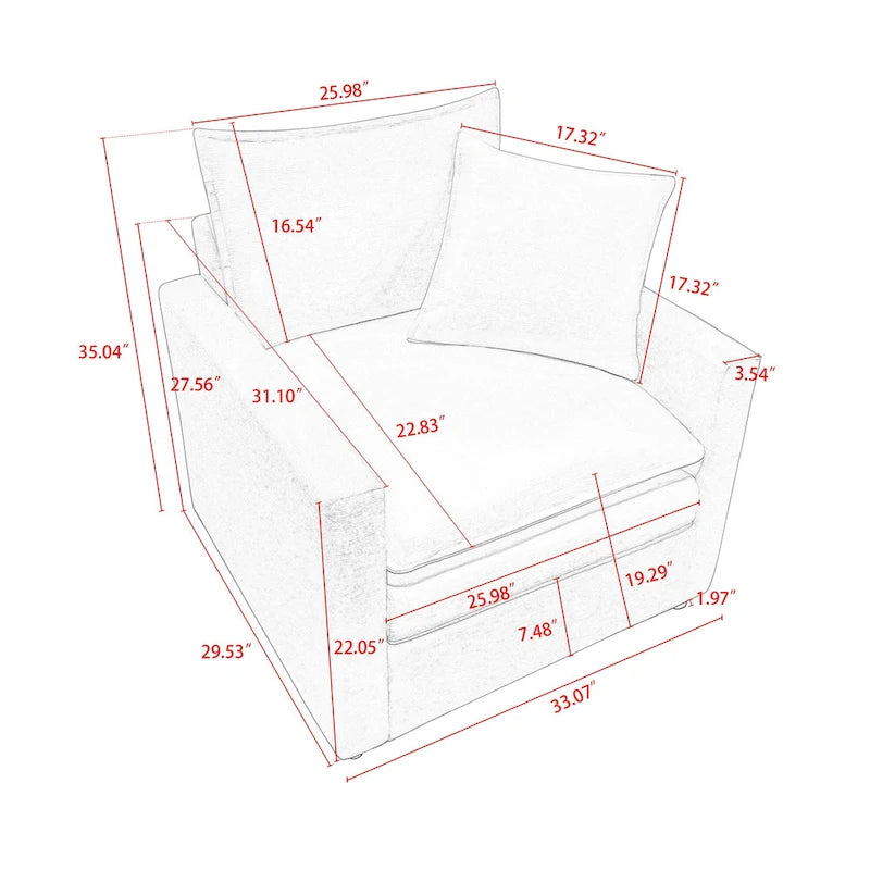 33.07   Upholstered Arm Chair with Solid Wood Frame