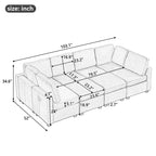 103   Sectional Sofa Couch Sofa Bed U-shaped Sofa with Two Movable Ottoman and Three USB Ports