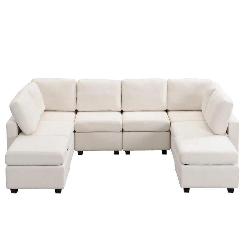 103   Sectional Sofa Couch Sofa Bed U-shaped Sofa with Two Movable Ottoman and Three USB Ports