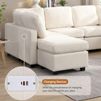 103   Sectional Sofa Couch Sofa Bed U-shaped Sofa with Two Movable Ottoman and Three USB Ports