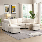 103   Sectional Sofa Couch Sofa Bed U-shaped Sofa with Two Movable Ottoman and Three USB Ports