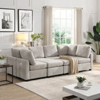 103   Sectional Sofa Couch Sofa Bed U-shaped Sofa with Two Movable Ottoman and Three USB Ports