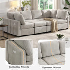 103   Sectional Sofa Couch Sofa Bed U-shaped Sofa with Two Movable Ottoman and Three USB Ports