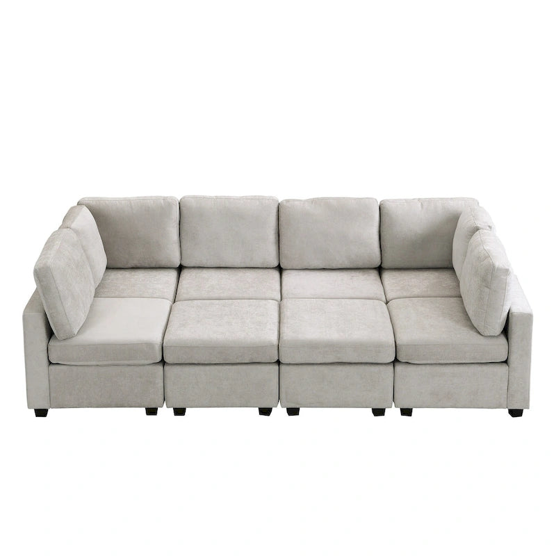 103   Sectional Sofa Couch Sofa Bed U-shaped Sofa with Two Movable Ottoman and Three USB Ports