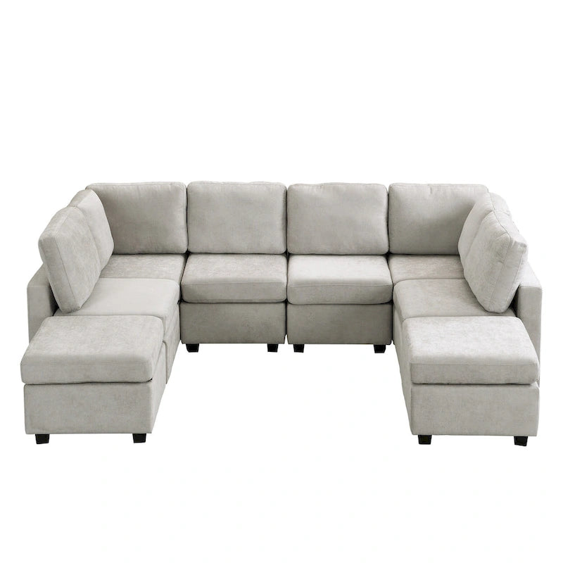 103   Sectional Sofa Couch Sofa Bed U-shaped Sofa with Two Movable Ottoman and Three USB Ports