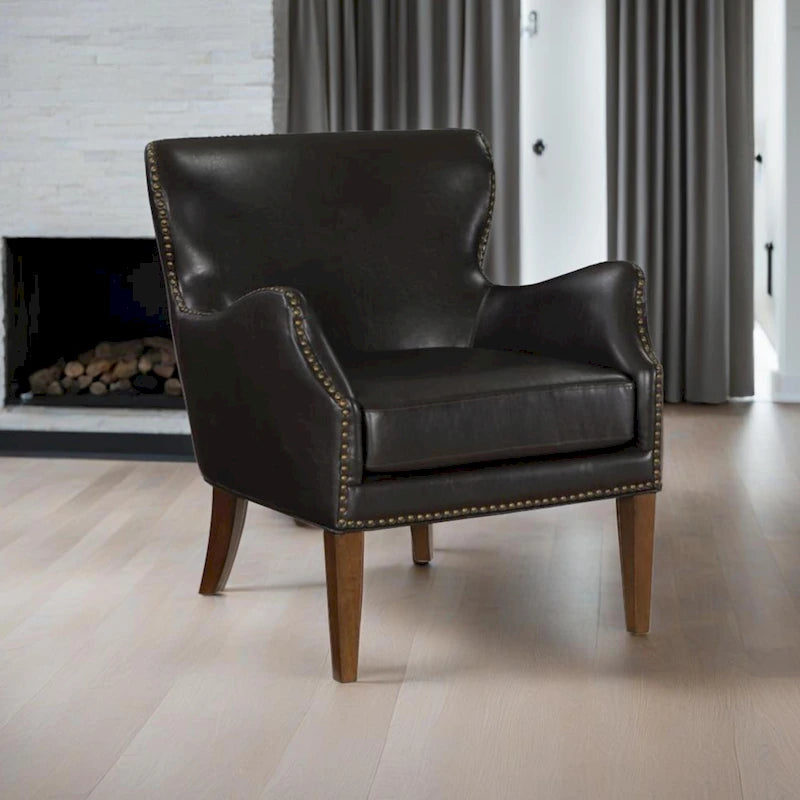 Daniela Deep Brown High Leg Slope Arm Chair, Wingback Chair