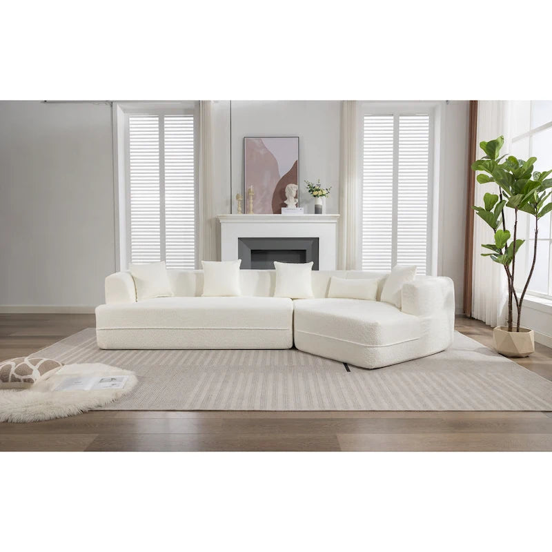 Boucle Modular Sleeper Sectional Sofa with Free Combination