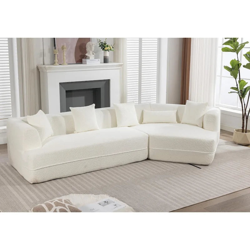 Boucle Modular Sleeper Sectional Sofa with Free Combination