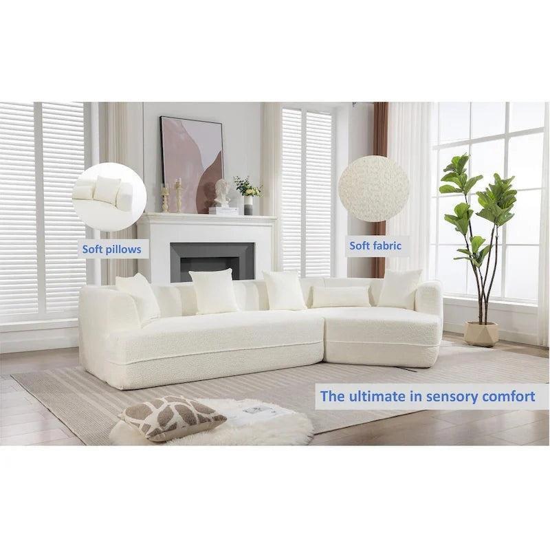 Boucle Modular Sleeper Sectional Sofa with Free Combination