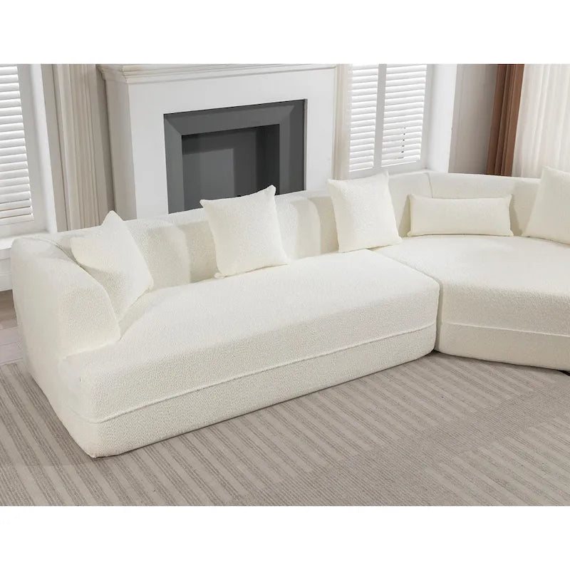 Boucle Modular Sleeper Sectional Sofa with Free Combination