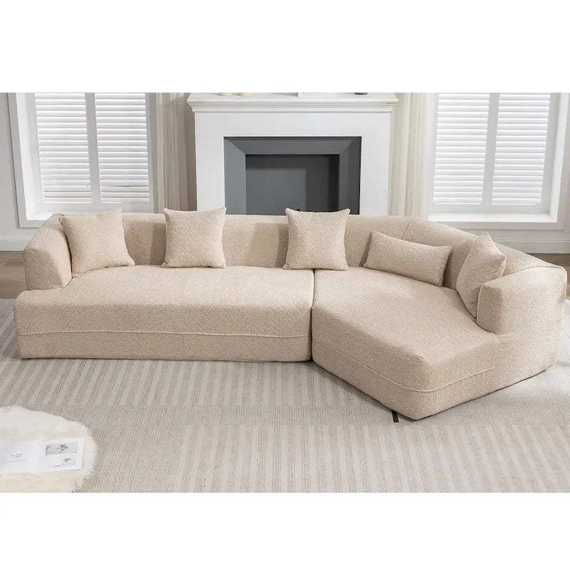Boucle Modular Sleeper Sectional Sofa with Free Combination