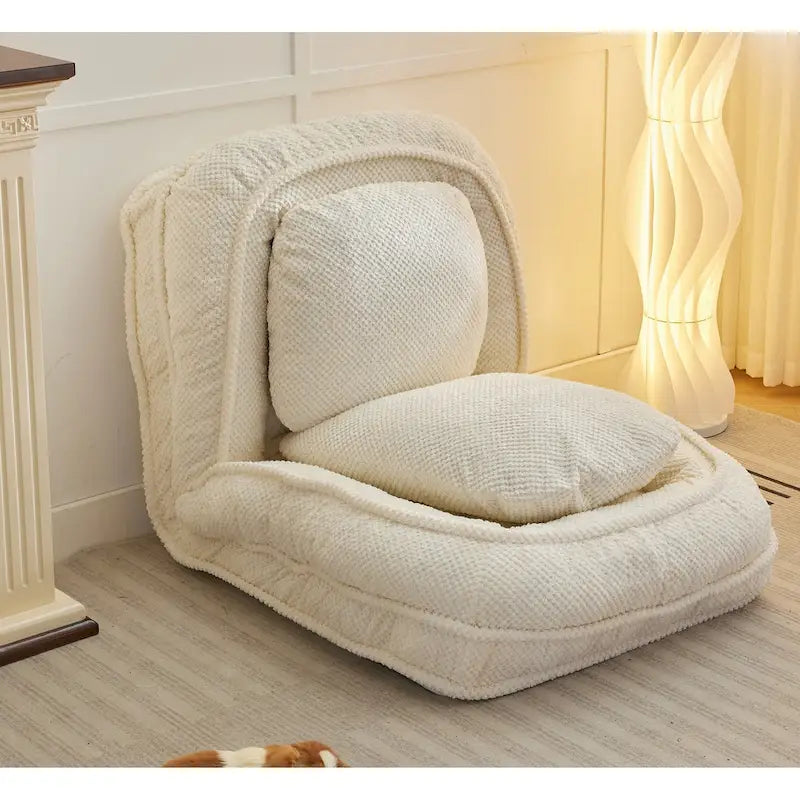 White 47.8   Adjustable Chaise Longue Chair with High Back
