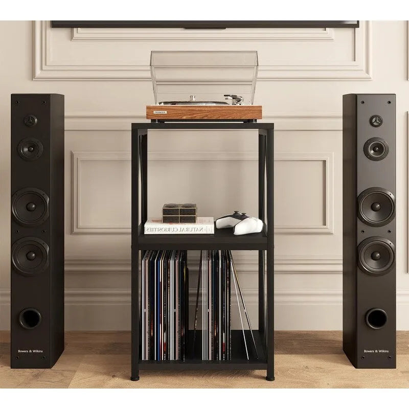 3-Tier Record Player Stand with Vinyl Record Storage - 11.85  D x 15.94  W x 30.91  H