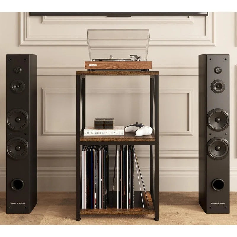 3-Tier Record Player Stand with Vinyl Record Storage - 11.85  D x 15.94  W x 30.91  H