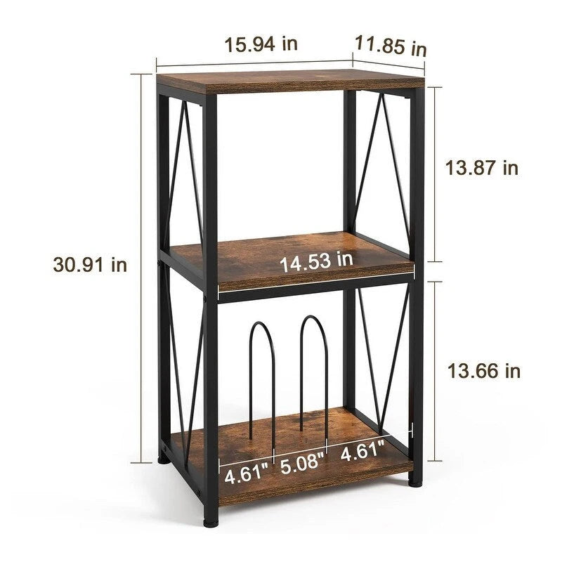 3-Tier Record Player Stand with Vinyl Record Storage - 11.85  D x 15.94  W x 30.91  H