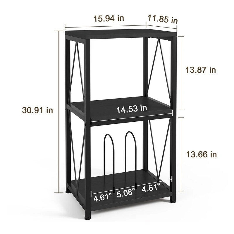 3-Tier Record Player Stand with Vinyl Record Storage - 11.85  D x 15.94  W x 30.91  H