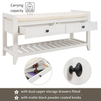 39 Farmhouse Versatile Entry Upholstered Storage Bench with 2 Drawers and 1 Shoe Rack