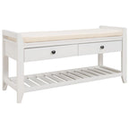 39 Farmhouse Versatile Entry Upholstered Storage Bench with 2 Drawers and 1 Shoe Rack