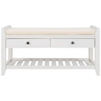 39 Farmhouse Versatile Entry Upholstered Storage Bench with 2 Drawers and 1 Shoe Rack