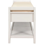 39 Farmhouse Versatile Entry Upholstered Storage Bench with 2 Drawers and 1 Shoe Rack