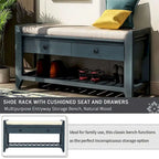 39 Farmhouse Versatile Entry Upholstered Storage Bench with 2 Drawers and 1 Shoe Rack