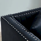 Contemporary Vertical Channel Tufted Velvet Sofa Modern Upholstered Couch for Living Room Apartment with 2 pillows