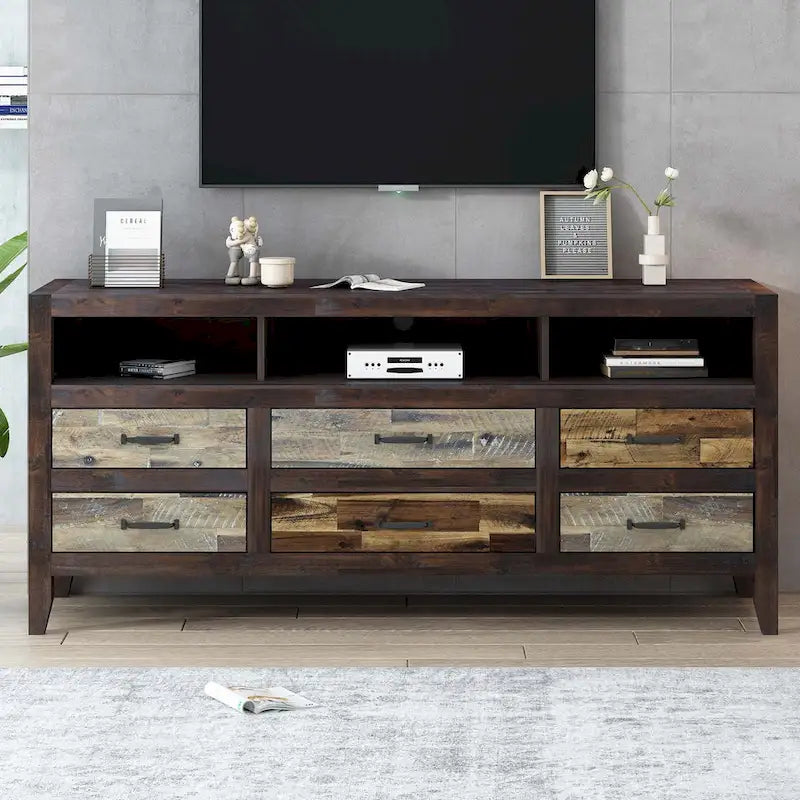 TV Stand with 6 Drawers and 3 Shelves