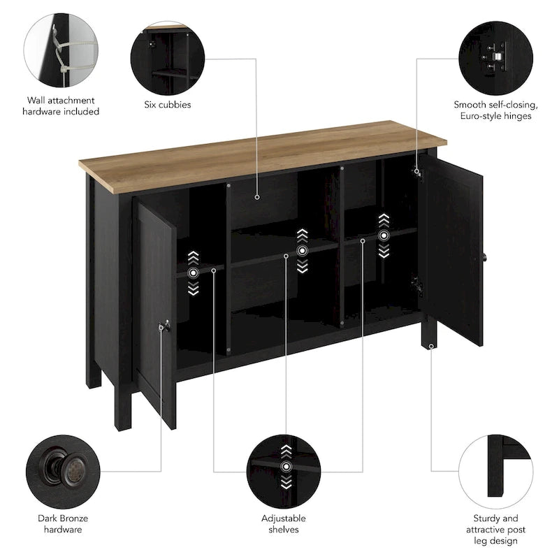 Bush Furniture Mayfield Accent Cabinet with Doors and Storage