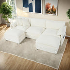 109.45   Chenille Upholstered U-Shaped Modular Sectional Sofa with Double-Layer Cushions, DIY Combination