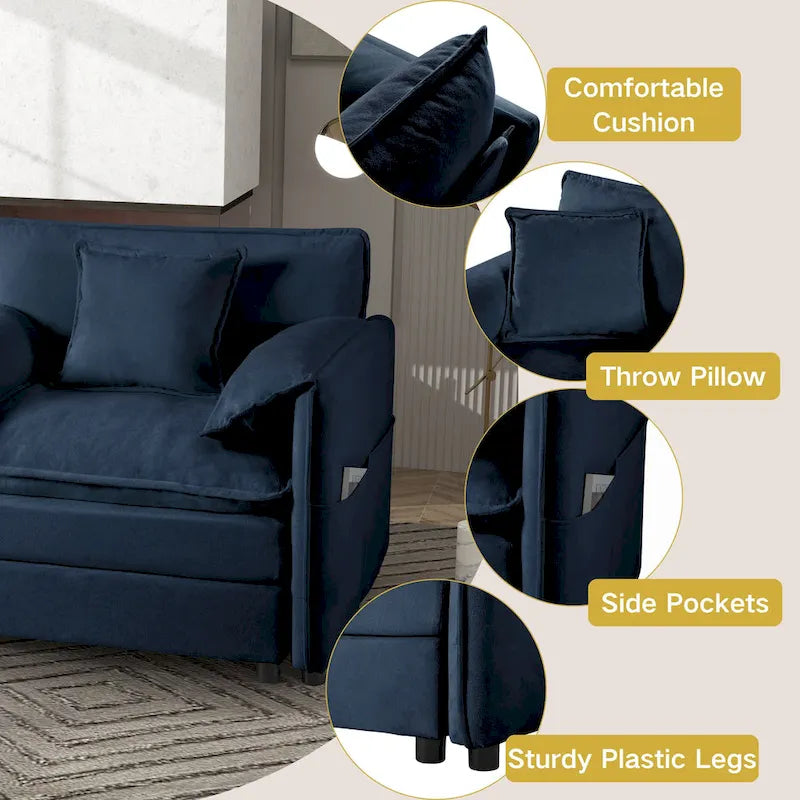 109.45   Chenille Upholstered U-Shaped Modular Sectional Sofa with Double-Layer Cushions, DIY Combination