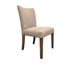 Zeus Dining Side Chair Set of 2, Beige Fabric, Brown Tapered Legs
