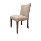 Zeus Dining Side Chair Set of 2, Beige Fabric, Brown Tapered Legs