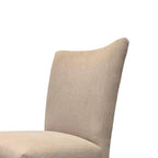 Zeus Dining Side Chair Set of 2, Beige Fabric, Brown Tapered Legs