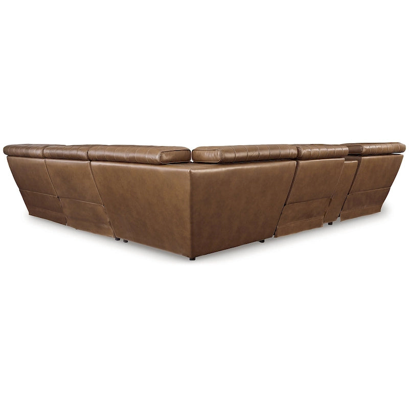 Signature Design by Ashley Temmpton Medium Brown 6-Piece Power Reclining Sectional - 124  W x 110  D x 34  H