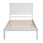 Twin Size Wood Platform Bed w/ Classic Headboard Upholstered Bed Frame for Bed Room No Box Spring Needed, Easy Assembly