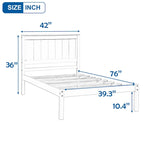Twin Size Wood Platform Bed w/ Classic Headboard Upholstered Bed Frame for Bed Room No Box Spring Needed, Easy Assembly