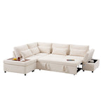 107   Oversized Chenille Modular Sectional Pull-out Sofa, Free Movement Storage Ottoman