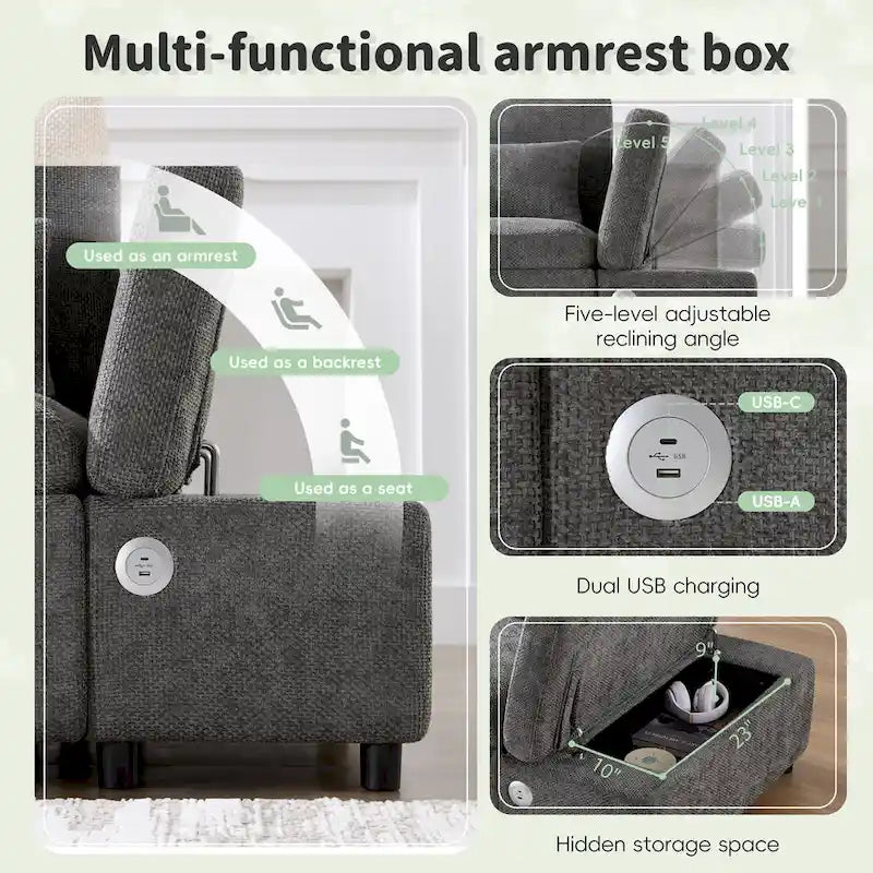 107   Oversized Chenille Modular Sectional Pull-out Sofa, Free Movement Storage Ottoman