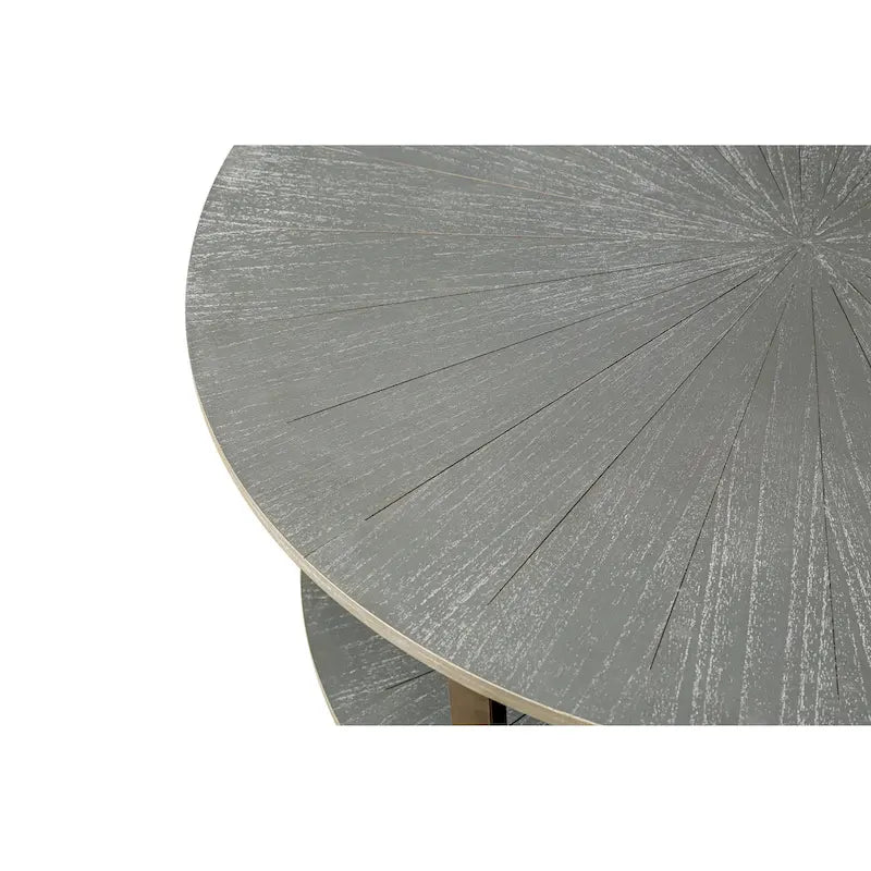 31.5   Farmhouse Round Coffee Table with 2-Tier Storage & Metal Leg