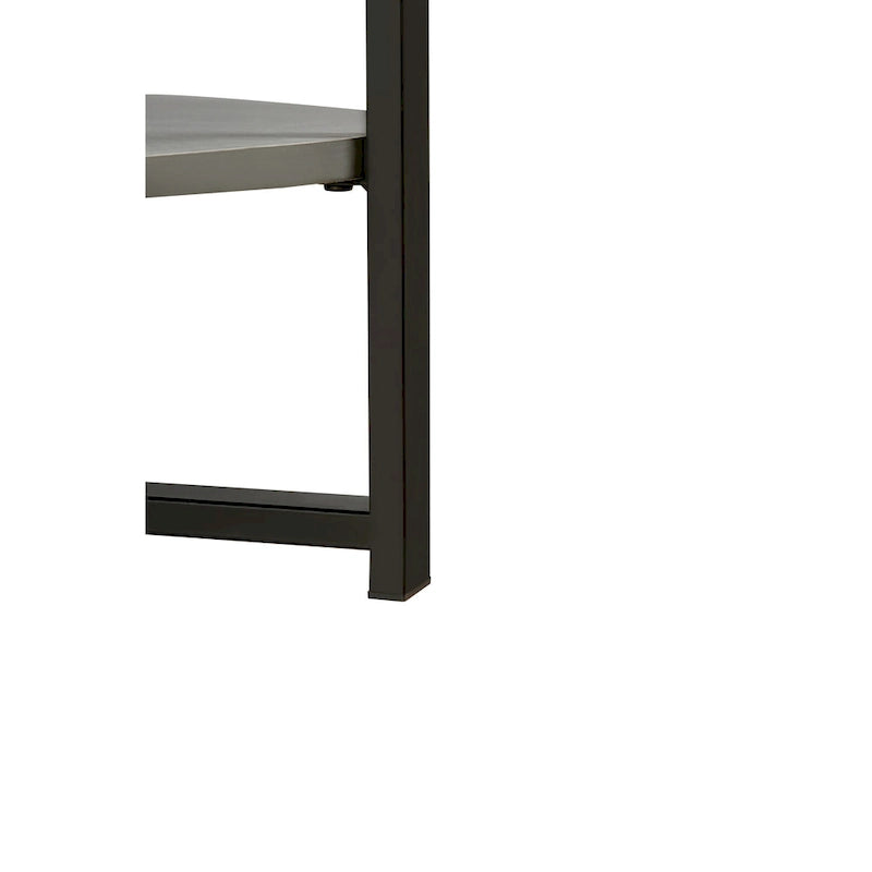 31.5   Farmhouse Round Coffee Table with 2-Tier Storage & Metal Leg