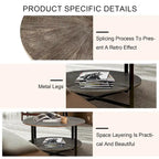 31.5   Farmhouse Round Coffee Table with 2-Tier Storage & Metal Leg