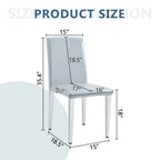 High Back Dining Chair Set of 2 PU Leather Upholstered Chair Living Room Decorative Side Chair Metal Frame Home Chair