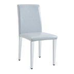 High Back Dining Chair Set of 2 PU Leather Upholstered Chair Living Room Decorative Side Chair Metal Frame Home Chair