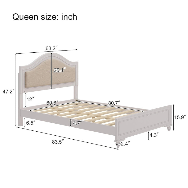 Queen LED Light Upholstered Platform Bed with Adjustable Lighting