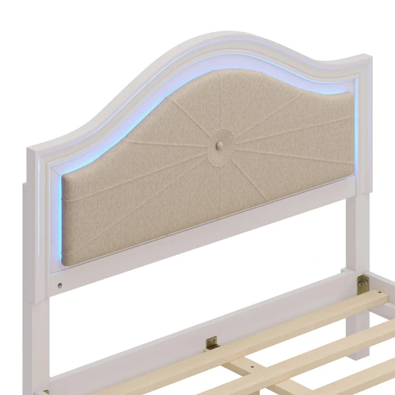 Queen LED Light Upholstered Platform Bed with Adjustable Lighting