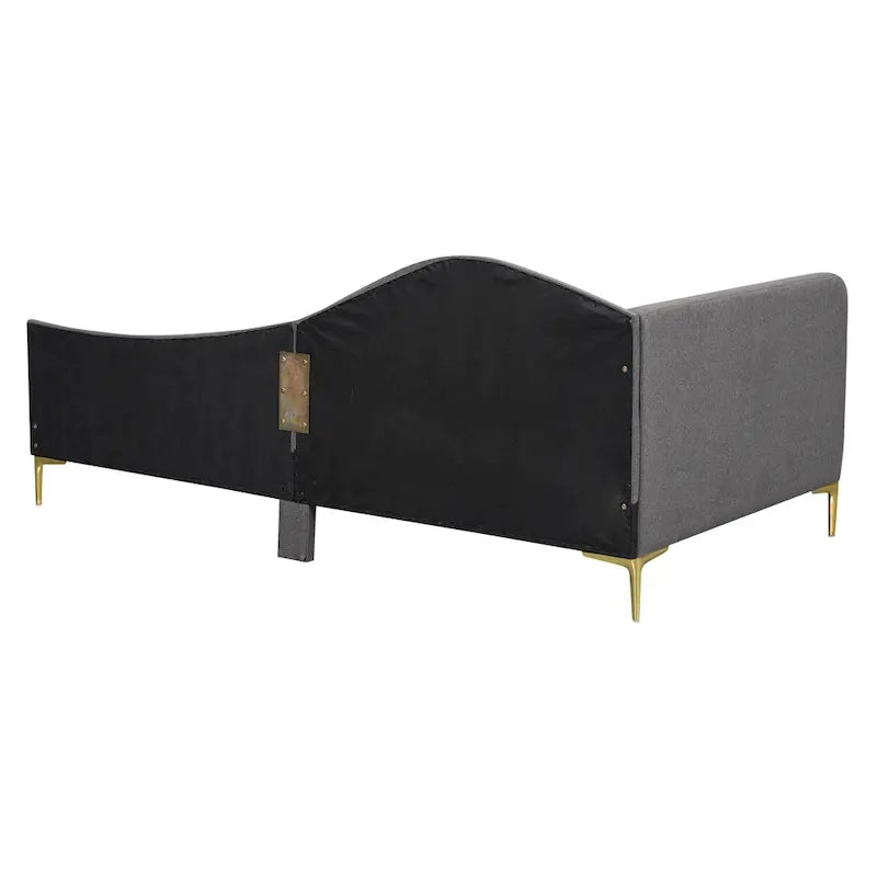 Upholstered Chaise Lounge Side Daybed with Curved Nailhead Trim Guardrail and Headboard, Platform Bed Sofa Bed Recliner Chairs