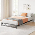6 Inch Metal Platform Bed Frame with Wavy Pattern, King Bed Frame with Steel Slat Support