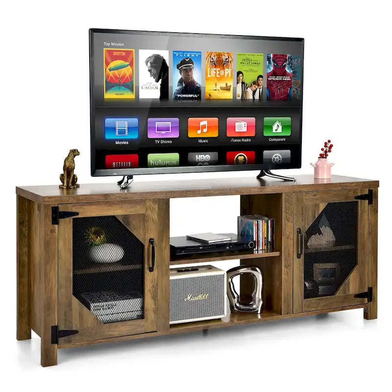 Costway TV Stand Entertainment Media Center for TVs up to 65   w/Steel - 58   x 15.5   x 24