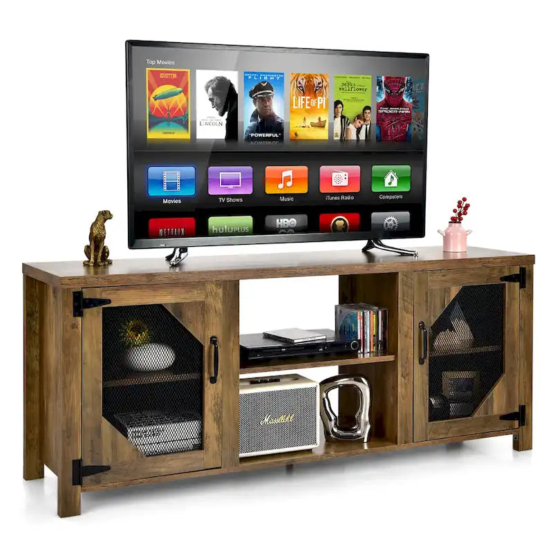 Costway TV Stand Entertainment Media Center for TVs up to 65   w/Steel - 58   x 15.5   x 24  