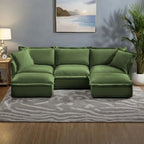 120   U-Shaped Chenille Sectional Sofa with 3-Seater and French Edge Pillows & Cloud Cushions